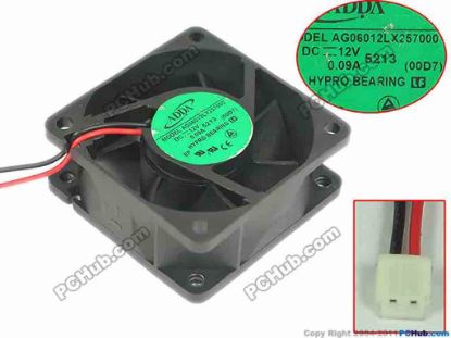 116349 ADDA AG06012LX257000 Server - Square Fan S, sq60x60x25, 2-wire, 12V 0.09A ADDA AG06012LX257000 Server - Square Fan 