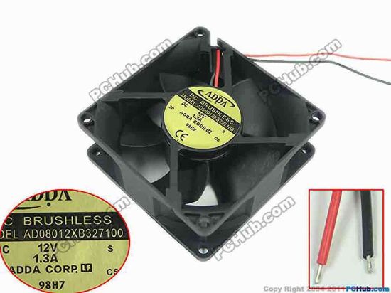 116352 ADDA AD08012XB327100 Server - Square Fan sq80x80x32, 2-wire, 12V 1.3A ADDA AD08012XB327100 Server - Square Fan 