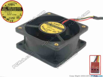 116448 ADDA AD0612MB-A72GL Server - Square Fan S, 3-wire, 12V 0.14A ADDA AD0612MB-A72GL Server - Square Fan 