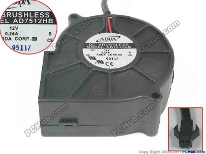 116467 ADDA AD7512HB Server - Blower Fan G, bw75x75x30, 2-wire, 12V 0.24A ADDA AD7512HB Server - Blower Fan 