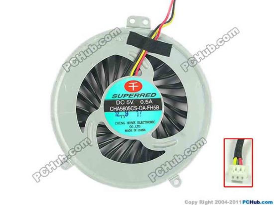 116526 Fujitsu LifeBook AH530 Cooling Fan  5V 0.5A, Bare fan Fujitsu LifeBook AH530 Cooling Fan  