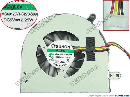 116548 SUNON MG60120V1-C270-S99 Cooling Fan  5V 2.25W, Bare fan SUNON MG60120V1-C270-S99 Cooling Fan