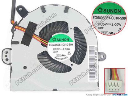 116552 SUNON EG50060S1-C010-S99 Cooling Fan  5V 2.0W, Bare fan SUNON EG50060S1-C010-S99 Cooling Fan  