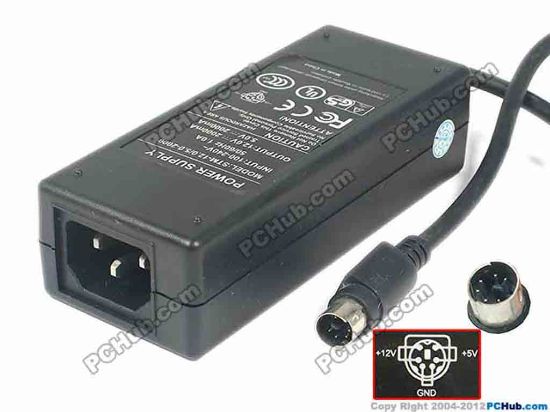 116628 PCH OEM Power AC Adapter 5V-12V 12V 2A, 5V 2A, 6P, P1&2=5V, P5&6=12V, C14, New PCH OEM Power AC Adapter 5V-12V 