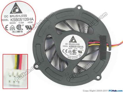116662 Delta Electronics KSB05105HA Cooling Fan  AE68, 5V 0.35A, Bare fan，NEW Delta Electronics KSB05105HA Cooling Fan