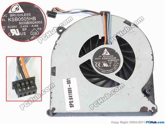 116679 HP EliteBook 8440p Series Cooling Fan  AJ66, 5V 0.4A, Bare fan HP EliteBook 8440p Series Cooling Fan  