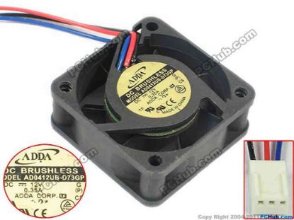 116706 ADDA AD0412UB-D73GP Server - Square Fan 12V 0.35A, 40X40X15mm 3-wire ADDA AD0412UB-D73GP Server - Square Fan 