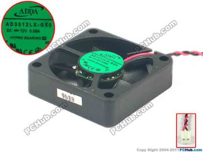 116736 ADDA AD3512LX-G50 Server - Square Fan 12V 0.09A, 35X35X10mm 60mm, 2-wire 2-pin ADDA AD3512LX-G50 Server - Square Fan 