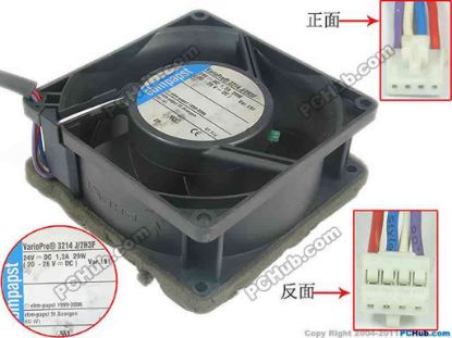 116867 ebm-papst 3214 J/2H3F Server - Square Fan 3214J/2H3F, sq90x90x38, w120x4x4, 24V 1.2A 29W ebm-papst 3214 J/2H3F Server - Square Fan 