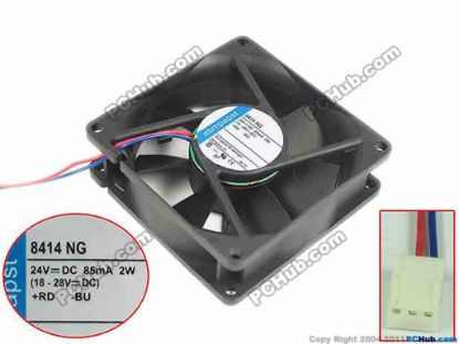 116875 ebm-papst 8414 NG Server - Square Fan 8414 NG, sq80x80x25, w150x2x3, 24V 2W ebm-papst 8414 NG Server - Square Fan 