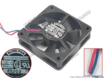 116929 ELINA FAN HDF6015L-05HB Server - Square Fan 2-wire, 5V 360mA ELINA FAN HDF6015L-05HB Server - Square Fan 
