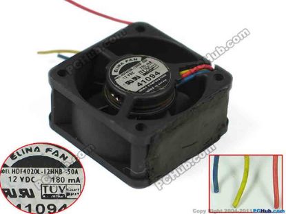 116938 ELINA FAN HDF4020L-12HHB-50A Server - Square Fan sq40x40x20, 3-wire, 12V 180mA ELINA FAN HDF4020L-12HHB-50A Server - Square Fan 