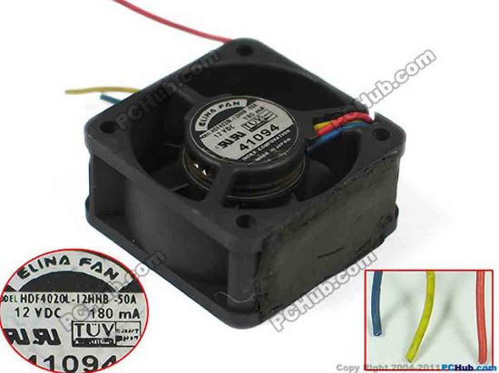 116938 ELINA FAN HDF4020L-12HHB-50A Server - Square Fan sq40x40x20, 3-wire, 12V 180mA ELINA FAN HDF4020L-12HHB-50A Server - Square Fan 