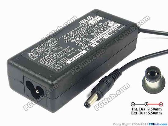 116987 Delta Electronics ADP-65YB AC Adapter- Laptop 19V 3.42A,  5.5/2.5mm, 12mm, 3-Prong Delta Electronics ADP-65YB AC Adapter- Laptop 