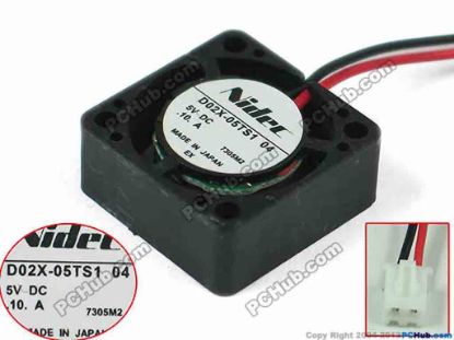 117005 Nidec D02X-05TS1 Server - Square Fan 04, sq25x25x10, w80x2x2, 5V 0.10A Nidec D02X-05TS1 Server - Square Fan 