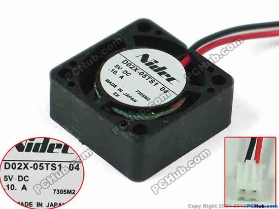 117005 Nidec D02X-05TS1 Server - Square Fan 04, sq25x25x10, w80x2x2, 5V 0.10A Nidec D02X-05TS1 Server - Square Fan 