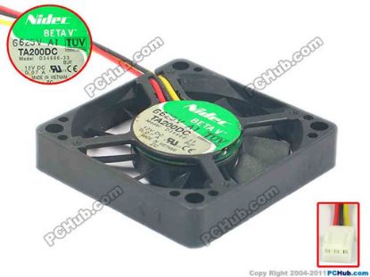 117029 Nidec D34666-33 Server - Square Fan TA200DC, BUF, sq50x50x10, 3-wire, 12V 0.07A Nidec D34666-33 Server - Square Fan 