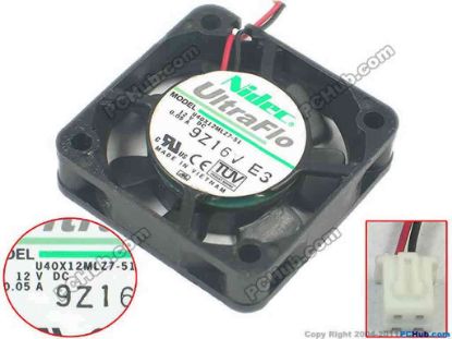 117048 Nidec U40X12MLZ7-51 Server - Square Fan K06, sq40x40x10, w80x2x2, 12V 0.05A Nidec U40X12MLZ7-51 Server - Square Fan 