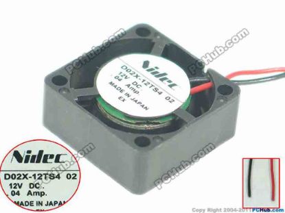 117060 Nidec D02X-12TS4 Server - Square Fan 02, sq25x25x10, 2-wire, 12V 0.04A Nidec D02X-12TS4 Server - Square Fan 
