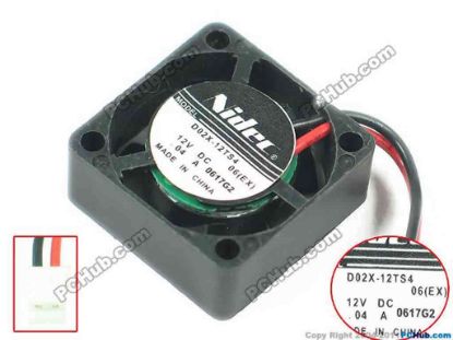 117072 Nidec D02X-12TS4 Server - Square Fan 06(EX), sq25x25x10, w50x2x2, 12V 0.04A Nidec D02X-12TS4 Server - Square Fan 