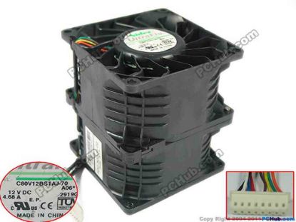 117080 Nidec C80V12BS1AJ-70 Server - Square Fan A06, sq80x80x89, 8-wire, 12V 4.68A, 2 Fan Nidec C80V12BS1AJ-70 Server - Square Fan 