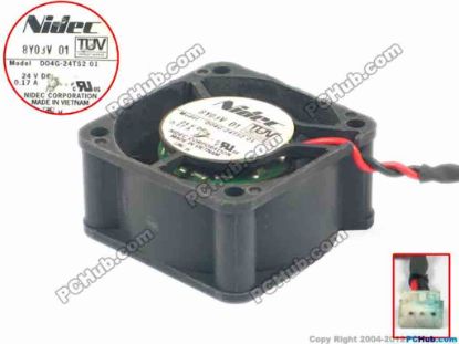 117116 Nidec D04G-24TS2 Server - Square Fan 01, sq40x40x20, w25x2x3, 24V 0.17A Nidec D04G-24TS2 Server - Square Fan