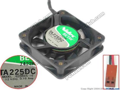117118 Nidec R33965-16 Server - Square Fan TA225DC, sq60x60x15, 12V 0.16A Nidec R33965-16 Server - Square Fan 