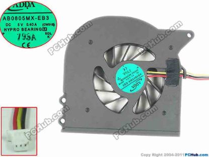 117315 ADDA AB0805MX-EB3 Cooling Fan  CWS15, 5V 0.40A, Bare fan ADDA AB0805MX-EB3 Cooling Fan  