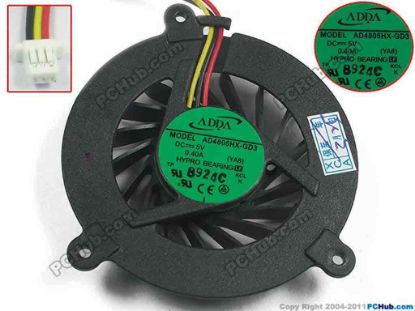 117319 ADDA AD4805HX-GD3 Cooling Fan  YA8, 5V 0.40A, Bare fan ADDA AD4805HX-GD3 Cooling Fan  