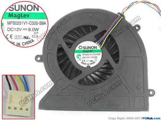 117394 SUNON MFB0251V1-C000-S9A Cooling Fan  12V 9.0W, Bare fan SUNON MFB0251V1-C000-S9A Cooling Fan  For&nbsp;HP Touchsmart 23 AiO