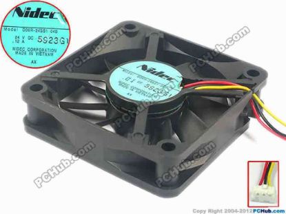 117437 Nidec D06R-24SS1 Server - Square Fan 04B, sq60x60x15, w95x3x3, 24V 0.12A Nidec D06R-24SS1 Server - Square Fan 