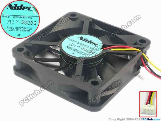 117437 Nidec D06R-24SS1 Server - Square Fan 04B, sq60x60x15, w95x3x3, 24V 0.12A Nidec D06R-24SS1 Server - Square Fan 