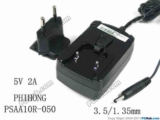 117675 PHIHONG PSAA10R-050  AC Adapter - NEW Original 5V 2A, 3.5/1.35mm, EU 2-Pin, New PHIHONG PSAA10R-050  AC Adapter - NEW Original 