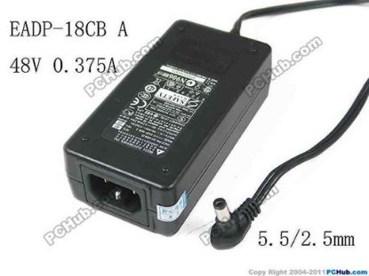 117710 Delta Electronics EADP-18CB AC Adapter- Laptop 48V 0.375A, Barrel 5.5/2.5mm, IEC C14 Delta Electronics EADP-18CB AC Adapter- Laptop 