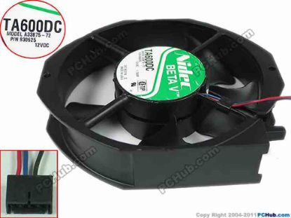 117819 Nidec A33875-72 Server - Round Fan TA600DC, P/N 930625, dia170x170x38, w100x3x3, 12V  Nidec A33875-72 Server - Round Fan 