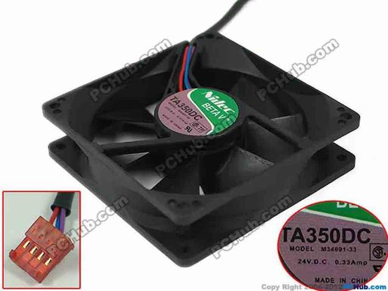 117835 Nidec M34691-33 Server - Square Fan TA350DC, sq92x92x25, w70x3x3, 24V 0.33A Nidec M34691-33 Server - Square Fan 