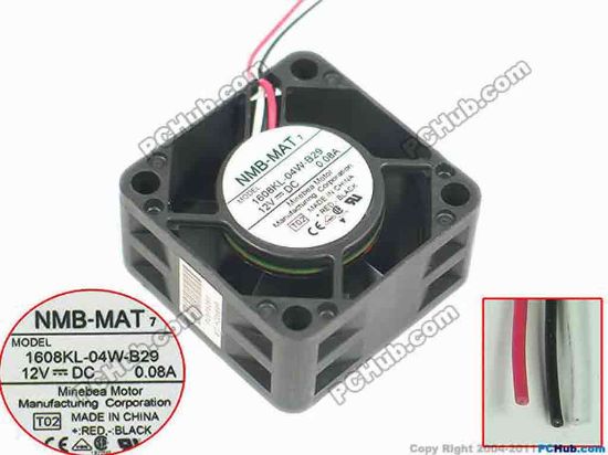 117853 NMB-MAT / Minebea 1608KL-04W-B29 Server - Square Fan T02, sq40x40x20, 12V 0.08A NMB-MAT / Minebea 1608KL-04W-B29 Server - Square Fan 