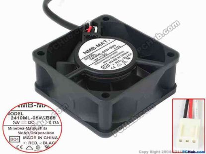 117905 NMB-MAT / Minebea 2410ML-05W-B69 Server - Square Fan BQ4, sq60x60x25, 3-wire, 24V 0.17A NMB-MAT / Minebea 2410ML-05W-B69 Server - Square Fan 