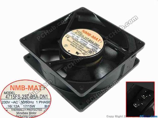 117987 NMB-MAT / Minebea 4715FS-23T-B5A Server - Square Fan DN1, sq120x120x38, 2pin, 230V 17W NMB-MAT / Minebea 4715FS-23T-B5A Server - Square Fan
