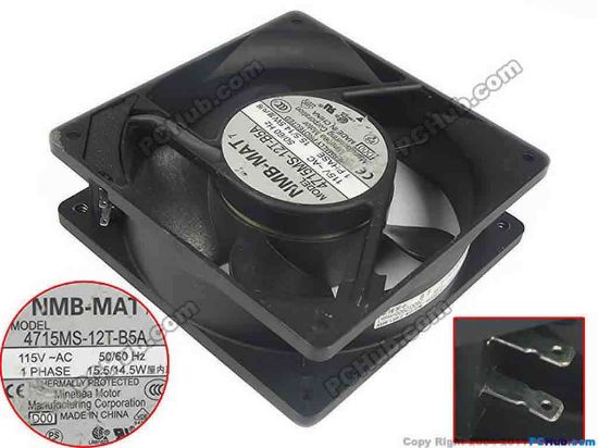 117999 NMB-MAT / Minebea 4715MS-12T-B5A Server - Square Fan D00, sq120x120x38, 2pin, 115V 15.5W NMB-MAT / Minebea 4715MS-12T-B5A Server - Square Fan