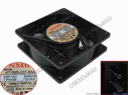 118006 NMB-MAT / Minebea 4715MS-23T-B5A Server - Square Fan A00, sq120x120x38, 2pin, 230V 15W, NMB-MAT / Minebea 4715MS-23T-B5A Server - Square Fan 