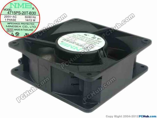 118008 NMB-MAT / Minebea 4715PS-20T-B30 Server - Square Fan B00, sq120x120x38, 2pin, 200V 14W NMB-MAT / Minebea 4715PS-20T-B30 Server - Square Fan 