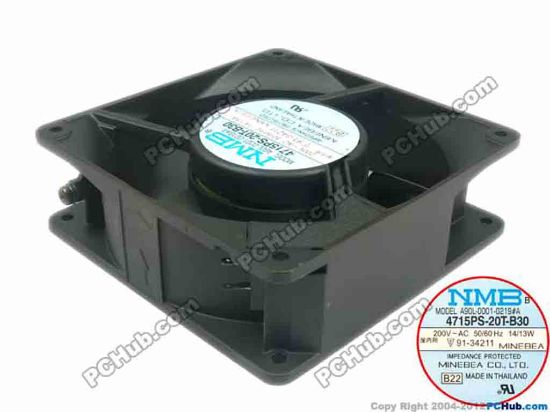 118009 NMB-MAT / Minebea 4715PS-20T-B30 Server - Square Fan B22, sq120x120x38, 2pin, 200V 14W NMB-MAT / Minebea 4715PS-20T-B30 Server - Square Fan 