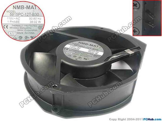 118016 NMB-MAT / Minebea 5915PC-12T-B30 Server - Round Fan A00, dia172x172x38, 2pin, 115V 35W NMB-MAT / Minebea 5915PC-12T-B30 Server - Round Fan 