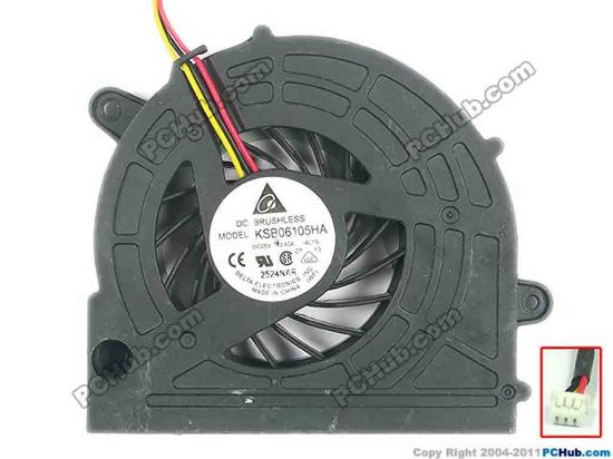 118465 Delta Electronics KSB06105HA Cooling Fan  AL1S, 5V 0.40A, Bare fan Delta Electronics KSB06105HA Cooling Fan  