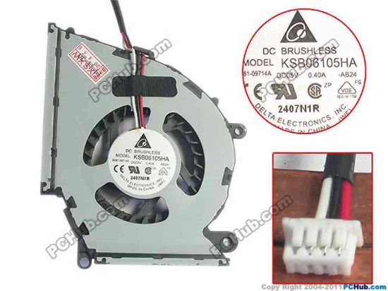118468 Delta Electronics KSB06105HA Cooling Fan  AB24, 5V 0.40A, Bare fan Delta Electronics KSB06105HA Cooling Fan  