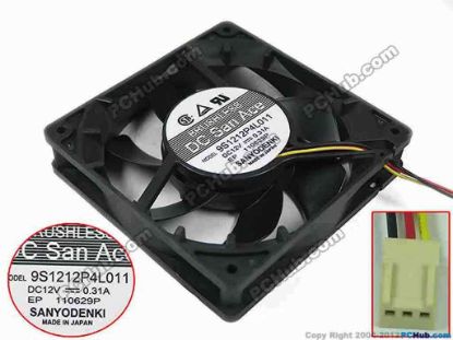 118536 Sanyo Denki 9S1212P4L011 Server - Square Fan sq120x120x25, 3-wire, 12V 0.31A Sanyo Denki 9S1212P4L011 Server - Square Fan 