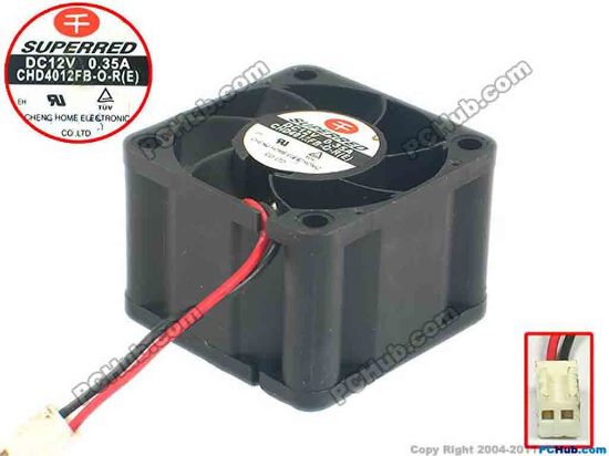 118549 Superred CHD4012FB-O-R(E) Server - Square Fan sq40x40x28, 2-wire, 12V 0.35A Superred CHD4012FB-O-R(E) Server - Square Fan 