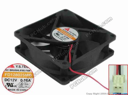 118626 Y.S TECH FD128025MB Server - Square Fan sq80x80x25, 2-wire, 12V 0.16A Y.S TECH FD128025MB Server - Square Fan 