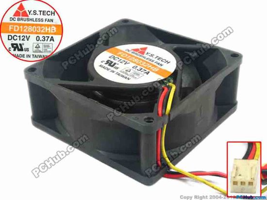 118628 Y.S TECH FD128032HB Server - Square Fan sq80x80x32, w30x3x3, 12V 0.37A Y.S TECH FD128032HB Server - Square Fan 